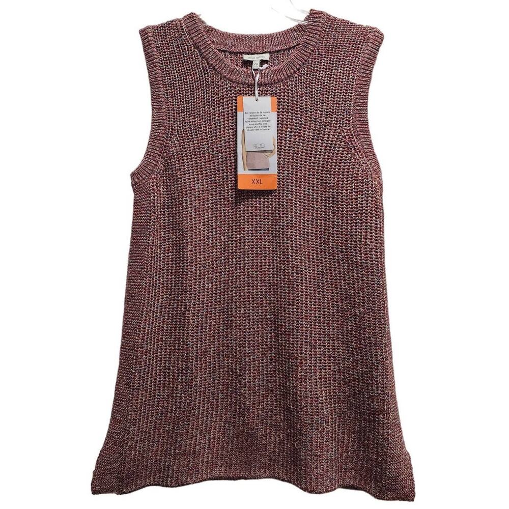 Women's NWT Ella Moss Ribbed Knit Sleeveless Top SIZE XXL Red